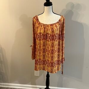 Zac & Rachel Women's Blouse - Red and Yellow Pattern